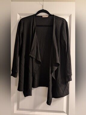 Black Waffle Knit Sweater